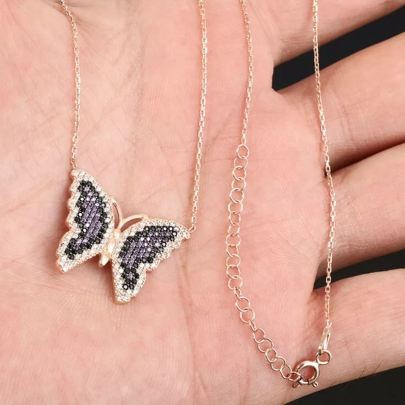 White Topaz, black onyx & amethyst butterfly - Picture 3 of 4